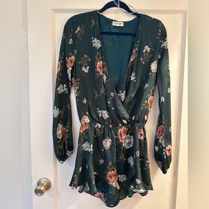 Cotton Candy Floral Green Romperr